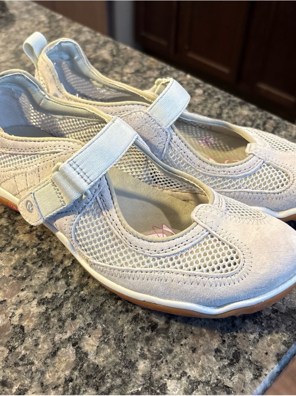 Merrell Women's Light Gray Mesh Mary Jane Flats